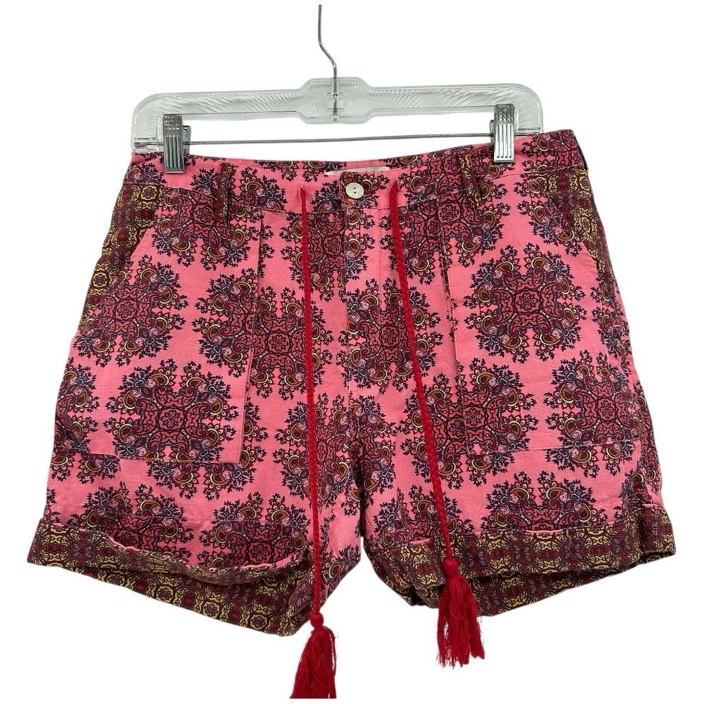 Sundance Colorful Printed Linen Blend Shorts Cuffed Size Small P